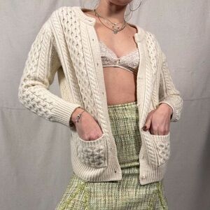 Cream Cable Knit Women's Sweater
